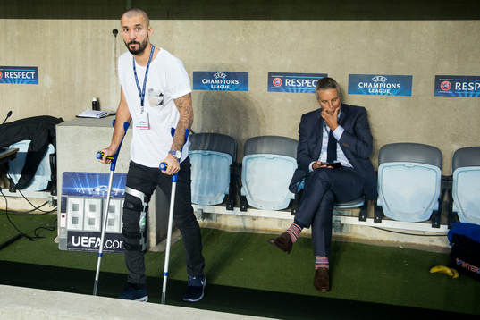 Malmö FFs långtidsskadade Guillermo Molins med sina