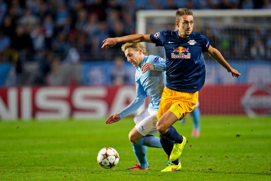 Malmö FFs Emil Forsberg och Salzburgs Stefan Ilsanker