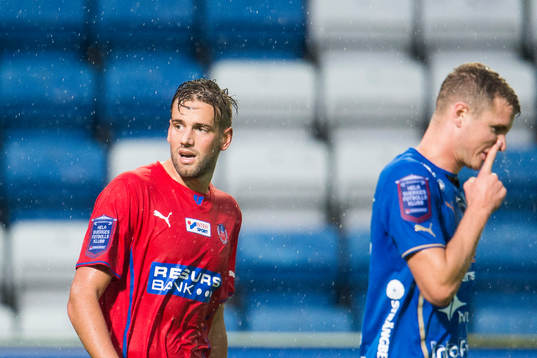 Helsingborgs Mikael Dahlberg och Halmstads Johan Blomberg