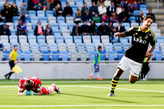 Norrköpings målvakt David Mitov Nilsson deppar