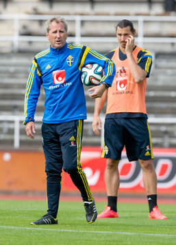 Sveriges förbundskapten Erik Hamrén och Zlatan Ibrahimovic