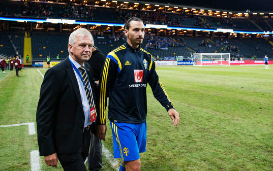 Sveriges landslagschef Lars Richt och Zlatan Ibrahimovic