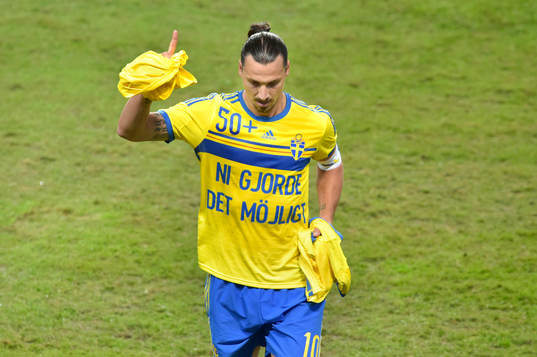 Sveriges Zlatan Ibrahimovic jublar