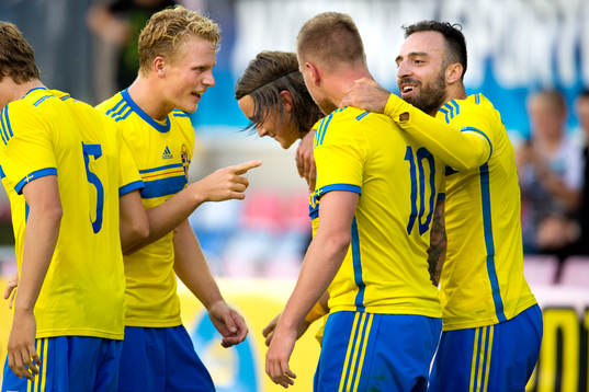 Sverige spelare firar
