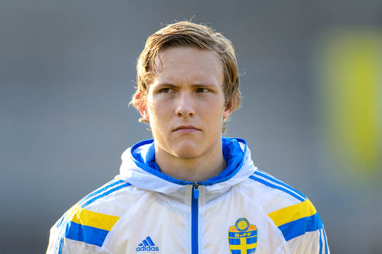 Sveriges Ludwig Augustinsson vid lineup innan