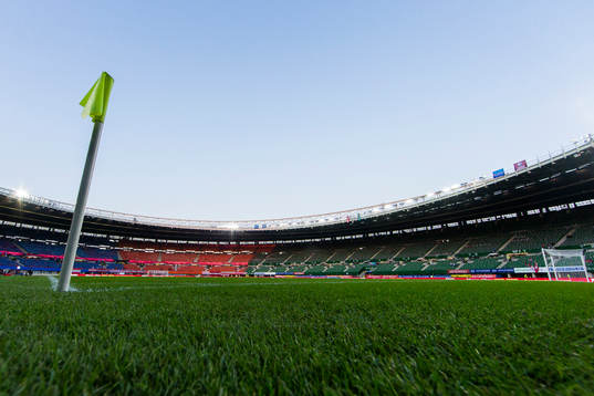 Generell vy Ernst Happel-Stadion innan fotbollsmatchen i