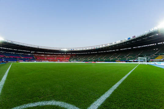 Generell vy Ernst Happel-Stadion innan fotbollsmatchen i