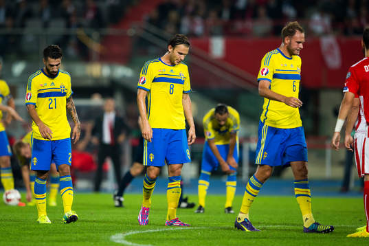 Sveriges Jimmy Durmaz, Albin Ekdal och Andreas Granqvist