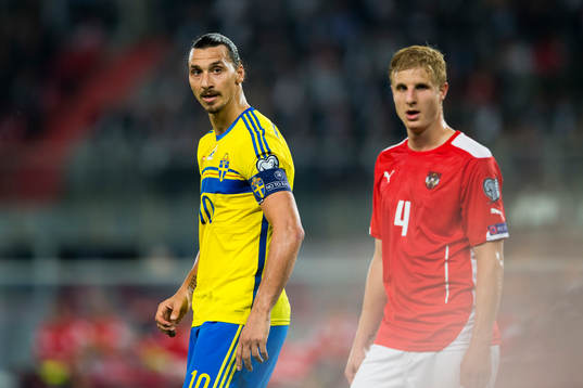 Sveriges Zlatan Ibrahimovic och Österrikes Martin
