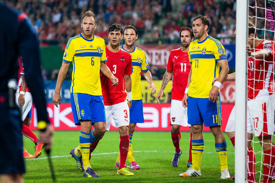 Sveriges Andreas Granqvist, Albin Ekdal och Johan Elmander