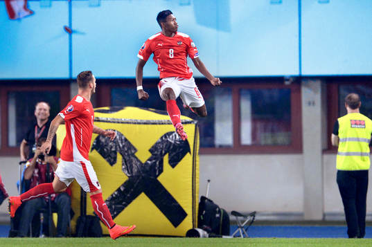Österrikes David Alaba jublar