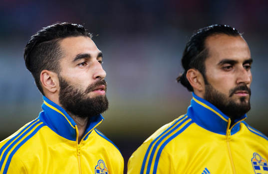 Sveriges Jimmy Durmaz och Erkan Zengin
