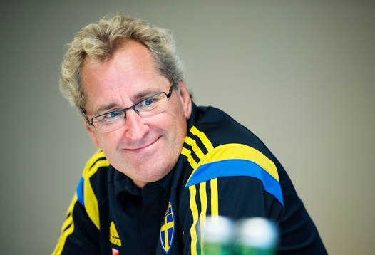 Sveriges förbundskapten Erik Hamrén på en presskonferens
