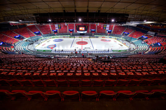 Interiör av Scandinavium innan hockeymatchen i SHL mellan