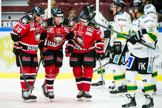 Malmö Redhawks Mattias Persson (tv) och Jens Jakobs (th)