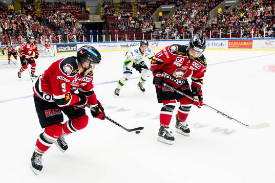 Malmö Redhawks Fredrik Storm och Joey Tenute driver upp