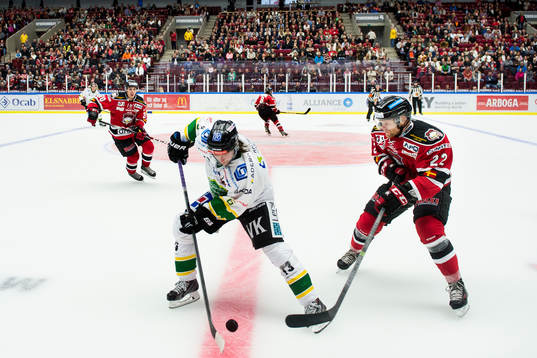 Malmö Redhawks Henrik Hetta (tv), Jeremias Augustin (th)