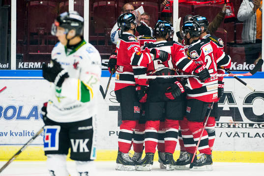 Malmö Redhawks spelare jublar