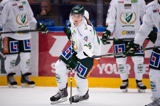 Färjestads Anton Hedman på uppvärmningen före
