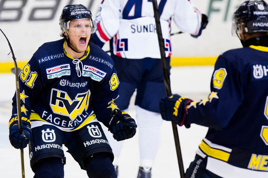 s Andreas Jämtin och HV71:s Björn Melin jublar