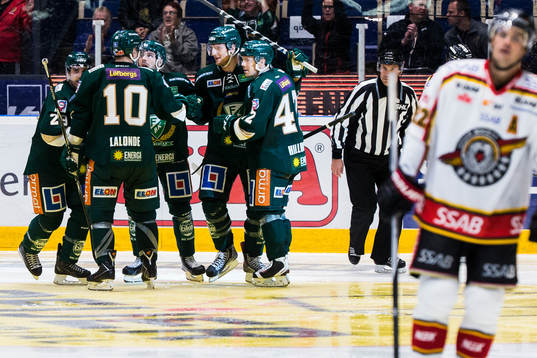 Färjestads spelare jublar