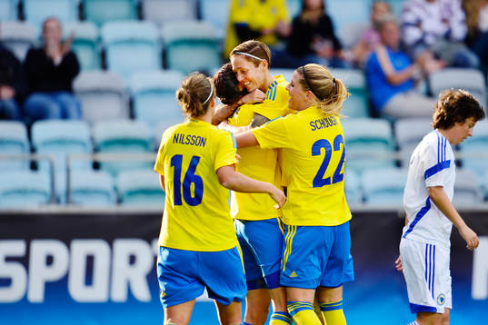 Sveriges spelare jublar