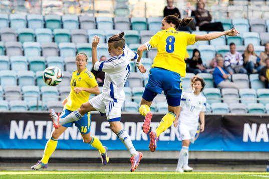 under fotbollsmatchen i damernas VM-kval mellan Sverige och