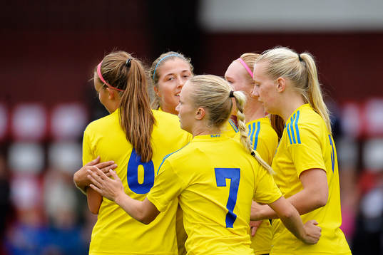 Sveriges spelare jublar