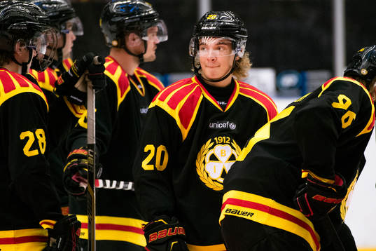 Brynäs Adam Brodecki på uppvärmningen före