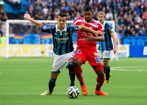 Djurgårdens Haris Radetinac oh Åtvidabergs Ricardo Santos