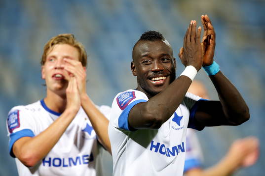 Norrköpings Alhaji Kamara och Alexander Fransson (i