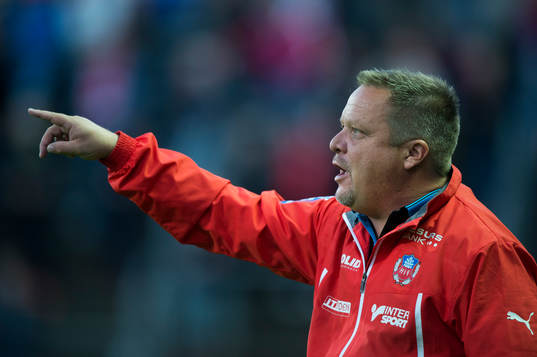 Helsingborgs tränare Roar Hansen i matchen i allsvenskan
