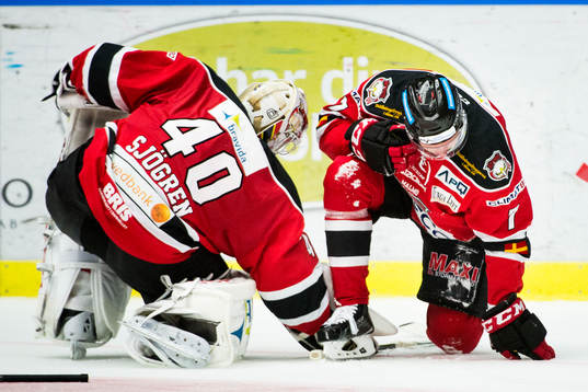Malmö Redhawks målvakt Pontus Sjögren och Tobias