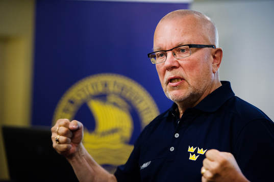 Svenska damlandslaget i ishockeys tränare Leif Boork
