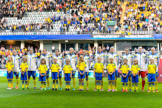 under fotbollsmatchen i damernas VM-kval mellan Sverige och
