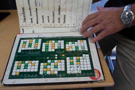 Spelprogrammet studeras vid insläppet till arenan innan