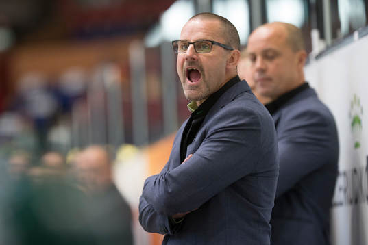 Färjestads tränare Tommy Samuelsson skriker