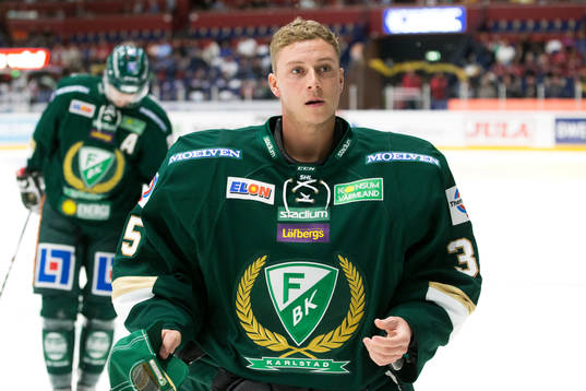 Färjestads målvakt Fredrik Pettersson Wentzel utan mask