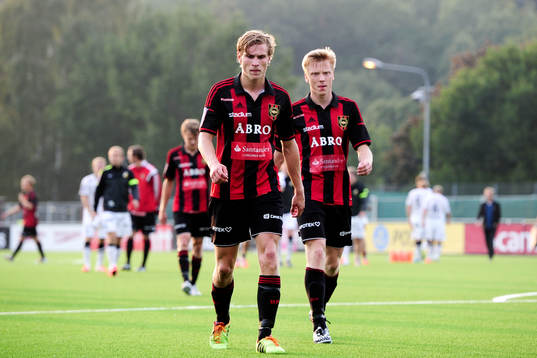Brommapojkarnas Carl Starfelt och Gustav Sandberg Magnusson