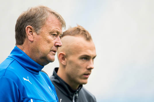 Malmö FFs tränare Åge Hareide och Magnus Eriksson