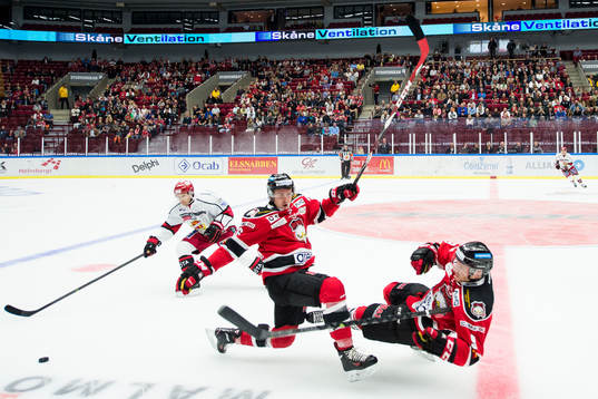 Malmö Redhawks Magnus Häggström (tv) och Fredrik Storm