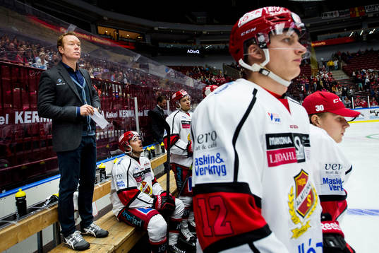 Almtunas tränare Niklas Eriksson och Martin Karlsson (th)