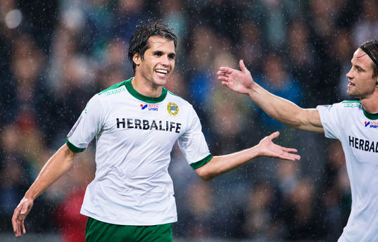 Hammarbys Lars Fuhre och Linus Hallenius jublar
