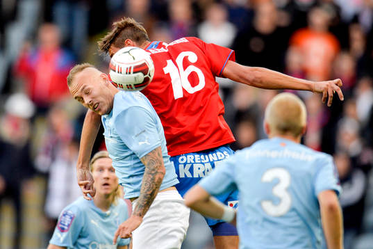 Malmö FFs Magnus Eriksson och Helsingborgs Mikael Dahlberg