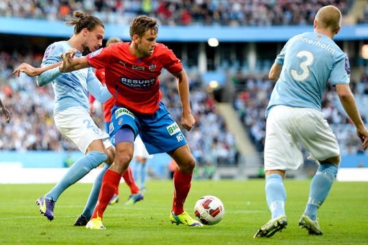 Helsingborgs Mikael Dahlberg och Malmö FFs Erik Johansson