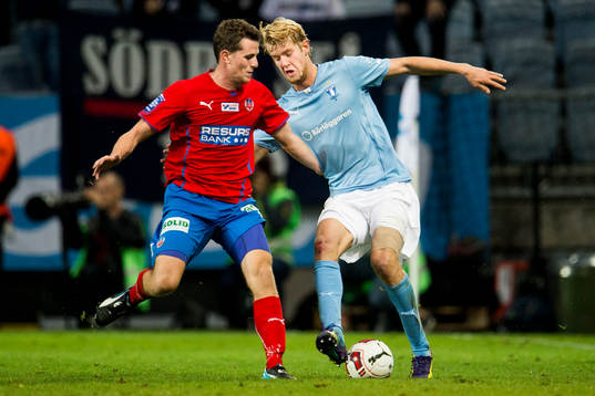 Malmö FFs Filip Helander och Helsingborgs Jesper Björkman