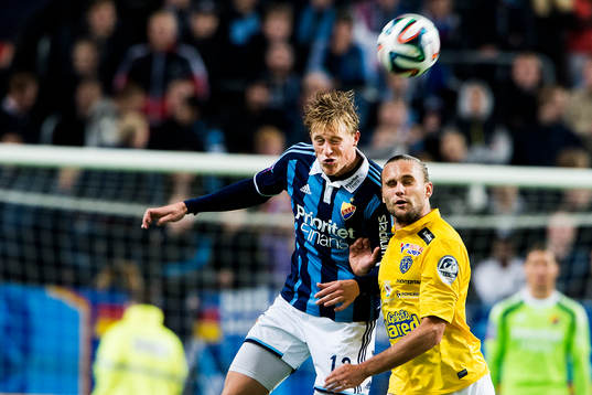 Djurgårdens Emil Bergström och Falkenbergs Johannes Vall