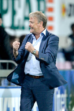 Malmö FFs tränare Åge Hareide jublar