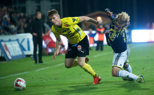 s Sam Lundholm  i matchen i allsvenskan mellan Mjällby och