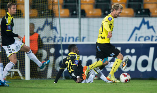 s Ibrahim Moro i matchen i allsvenskan mellan Mjällby och